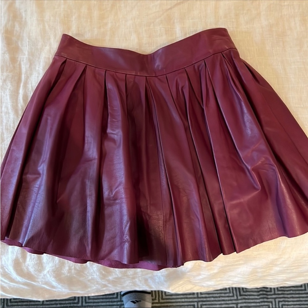 Alice + Olivia dark pink leather mini skirt